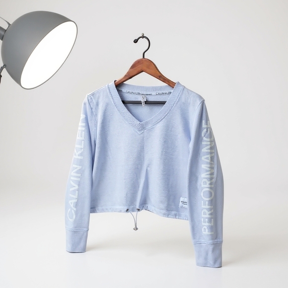 Calvin Klein Tops - Calvin Klein Sky Blue V-Neck Sweatshirt